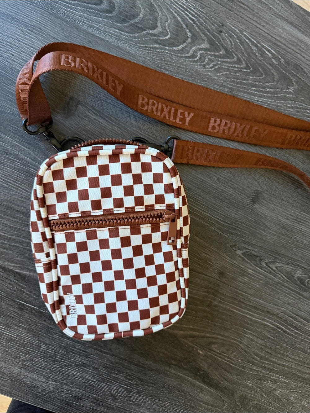 BRIXLEY Brown Checkered Crossbody Bag for Women
